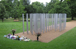 The 7 July Memorial in Hyde Park is made of 52 stainless steel columns 3.5 metres (11 ft) tall grouped in four linked clusters that reflect the four locations of the bombings at Tavistock Square, Edgware Road, King's Cross and Aldgate East tube stations.