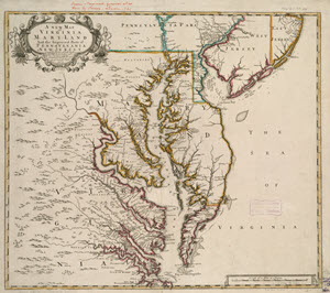 A contemporary map of Chesapeake Bay, Virginia - a frequent destination for penal transportation