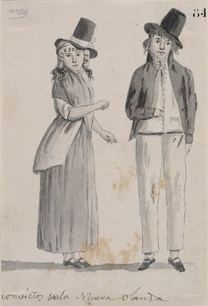 A female and male convict in Australia