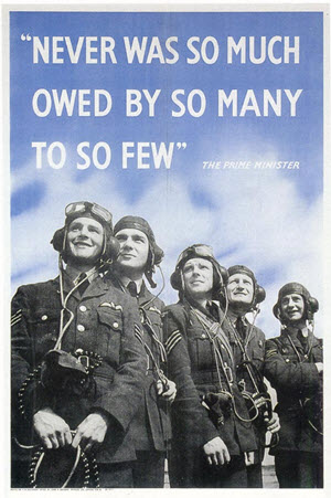 World War II poster containing the famous lines by Winston Churchill