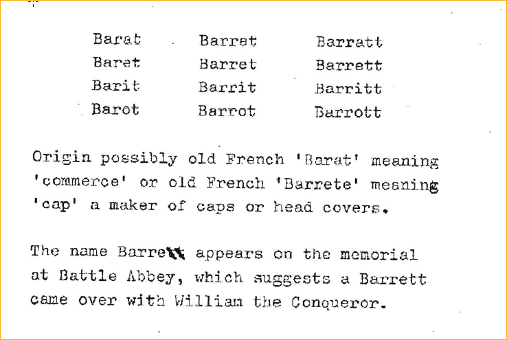 Barrett Name Origin – Our Family History